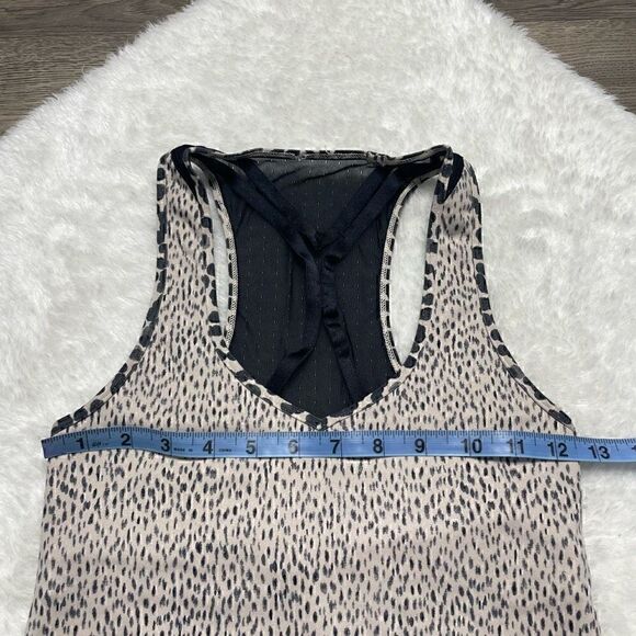 Lululemon Dance to Yoga Tank Top Size 4 Tan Beige Black Mesh Athletic - Picture 10 of 11